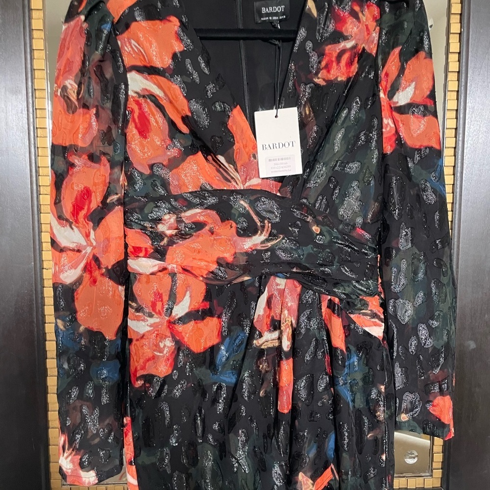 Floral Shine Wrap Dress - Picture 5 of 5